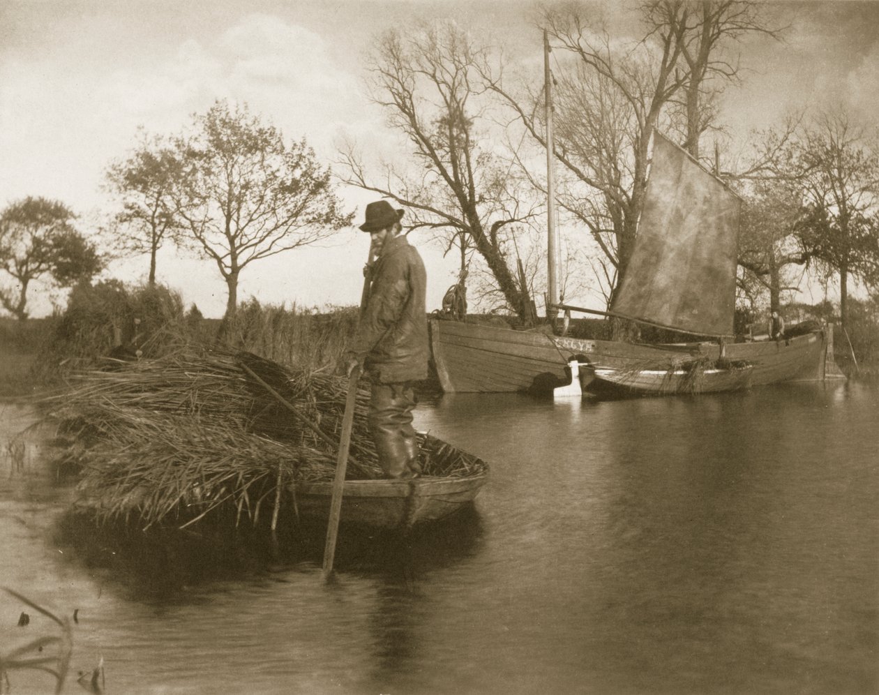 Gladdon Cutter vender tilbage, liv og landskab på Norfolk Broads, ca. 1886 af Peter Emerson und Thomas Goodall