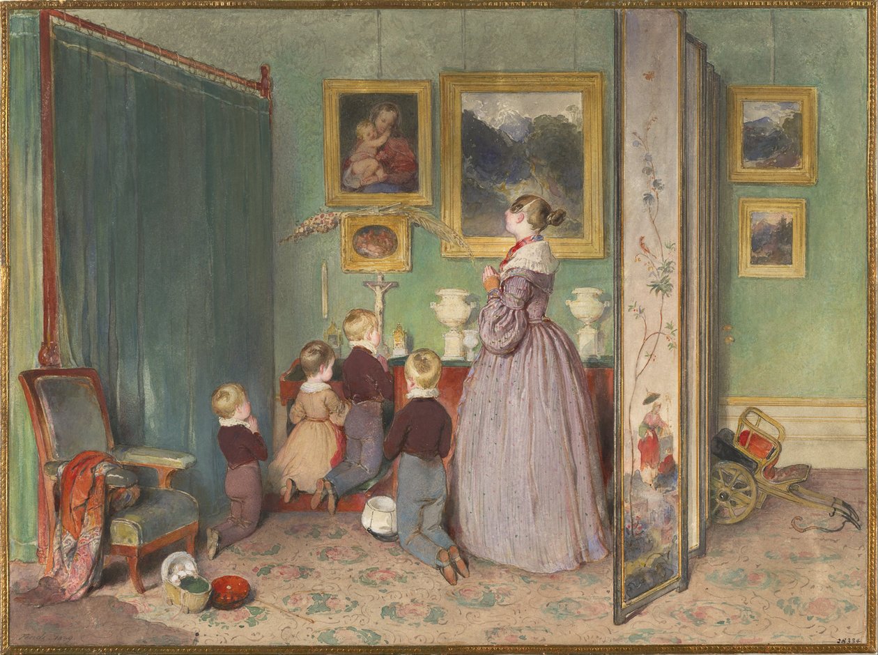 Aftenbønnen Ærkehertuginde Sophie med børn, 1839 af Peter Fendi