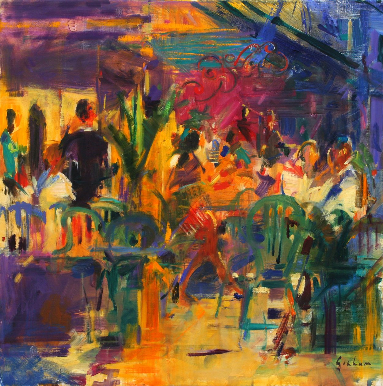 Cafe de la Place, St. Paul de Vence af Peter Graham (Contemporary)