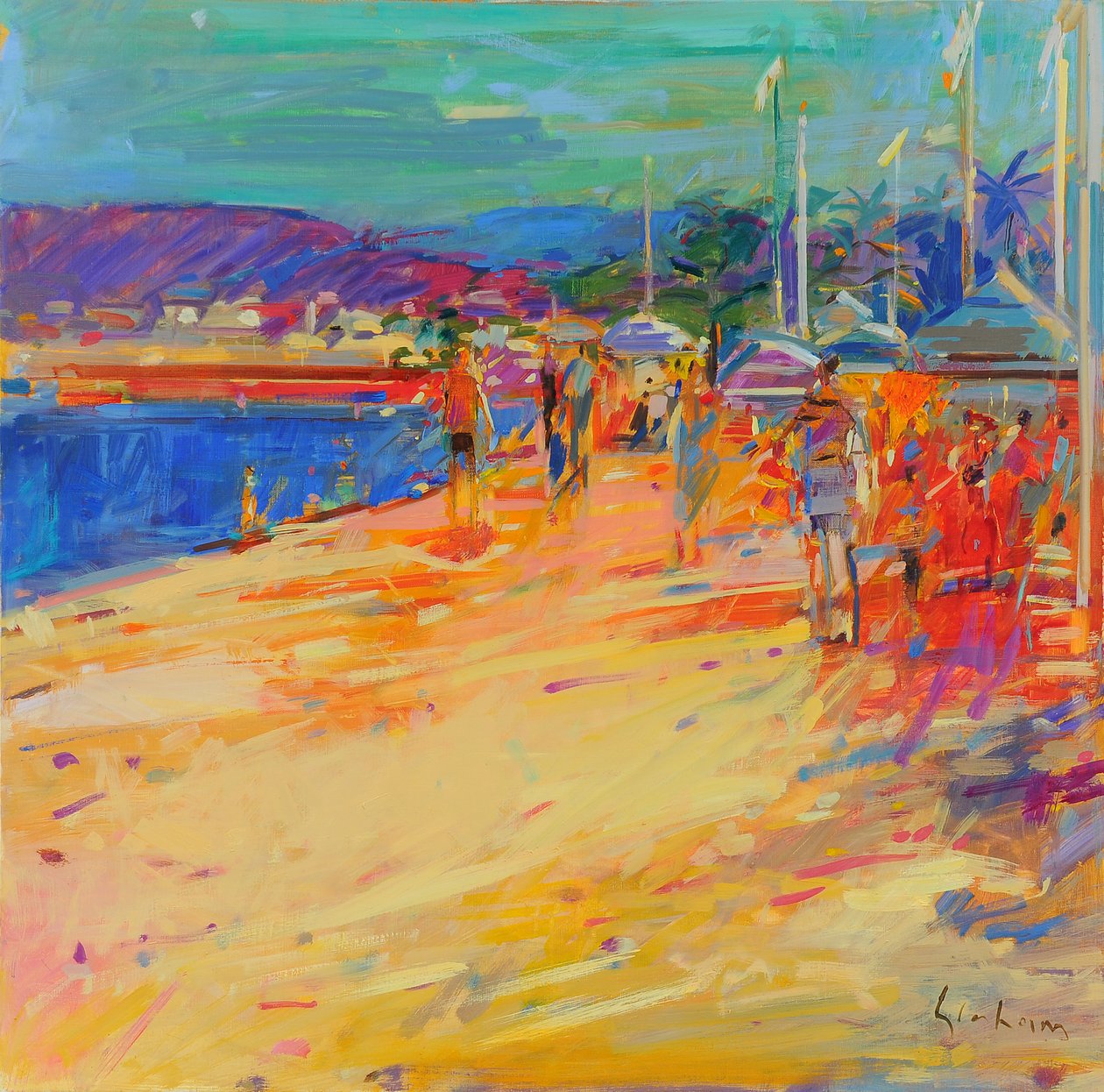 Pampelonne Beach, 2021 (olie på lærred) af Peter Graham (Contemporary)