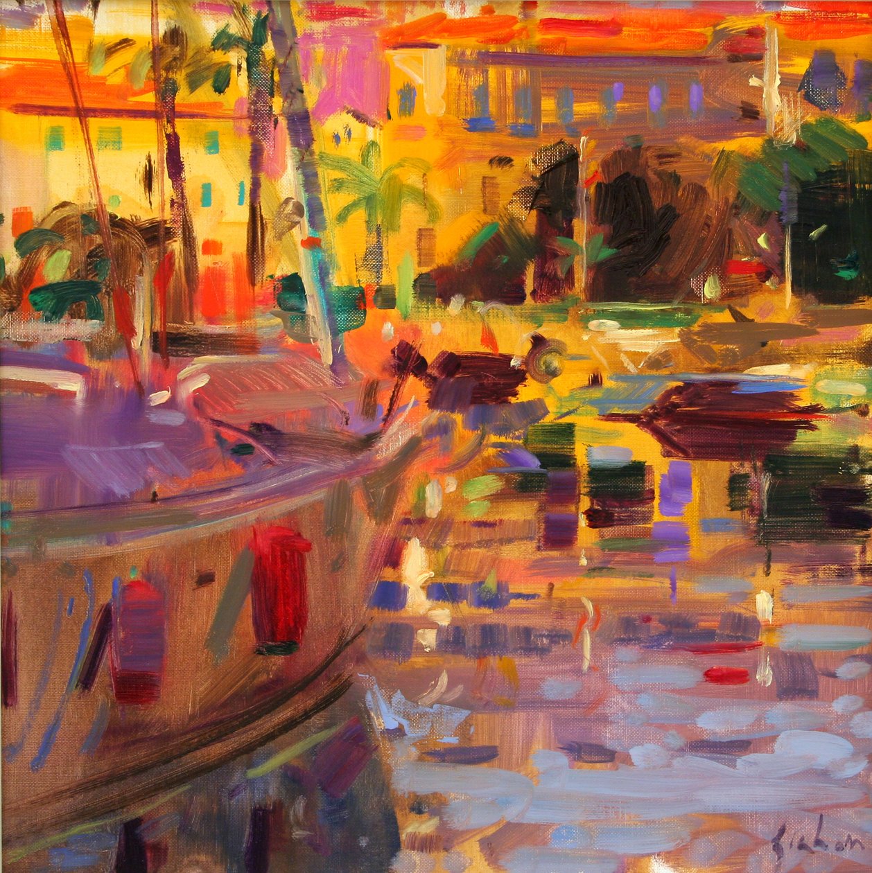 Sydfransk havn af Peter Graham (Contemporary)