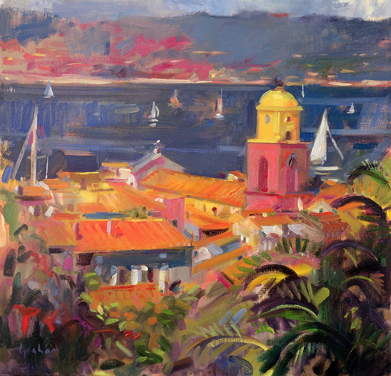 St Tropez Sailing, 2002 af Peter Graham (Contemporary)