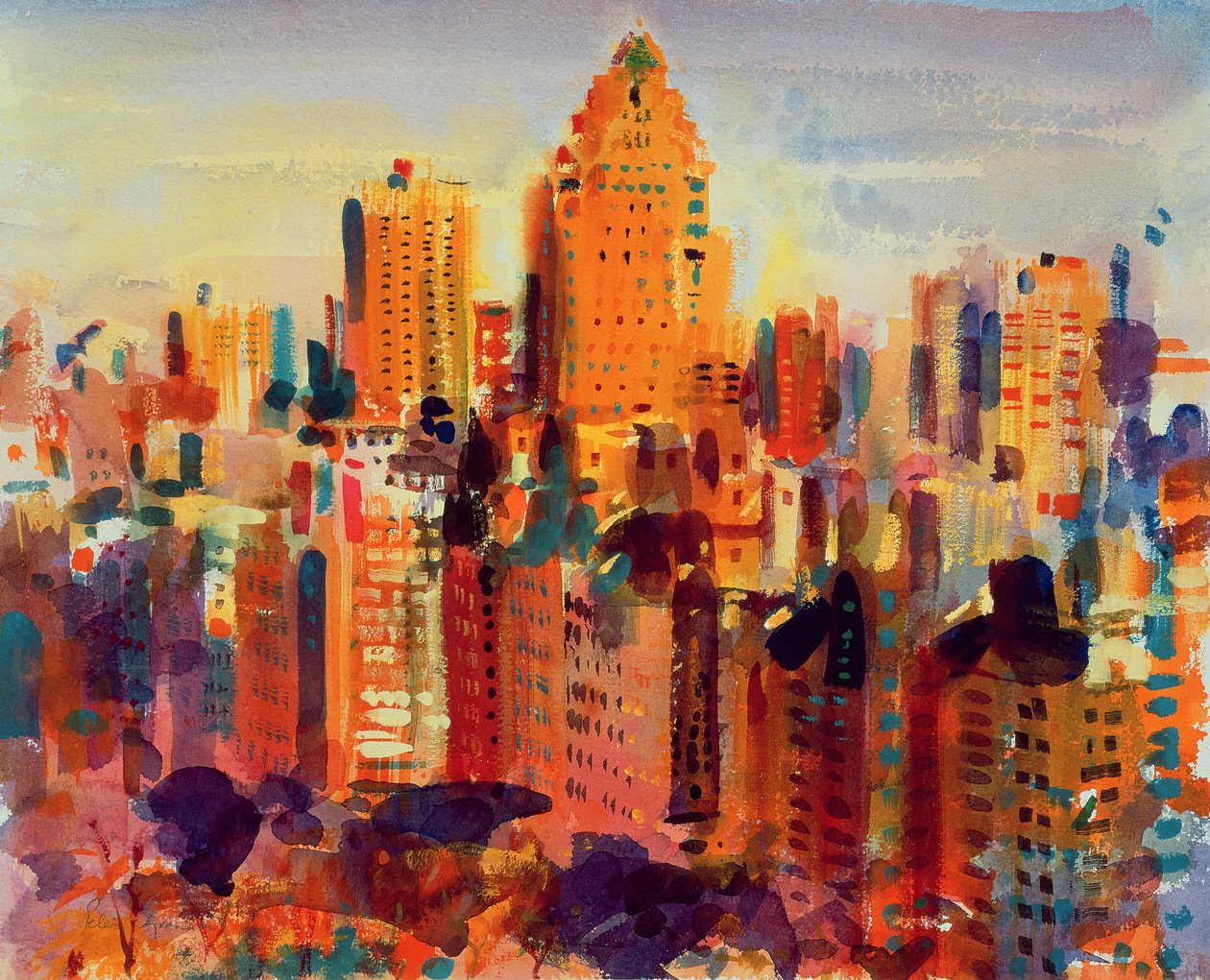 Upper Manhattan, 2000 (wc på papir) af Peter Graham (Contemporary)