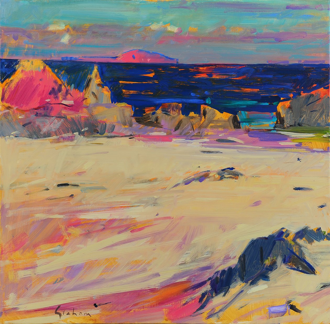 Cathedral Rock, Iona, 2022 (olie) af Peter Graham