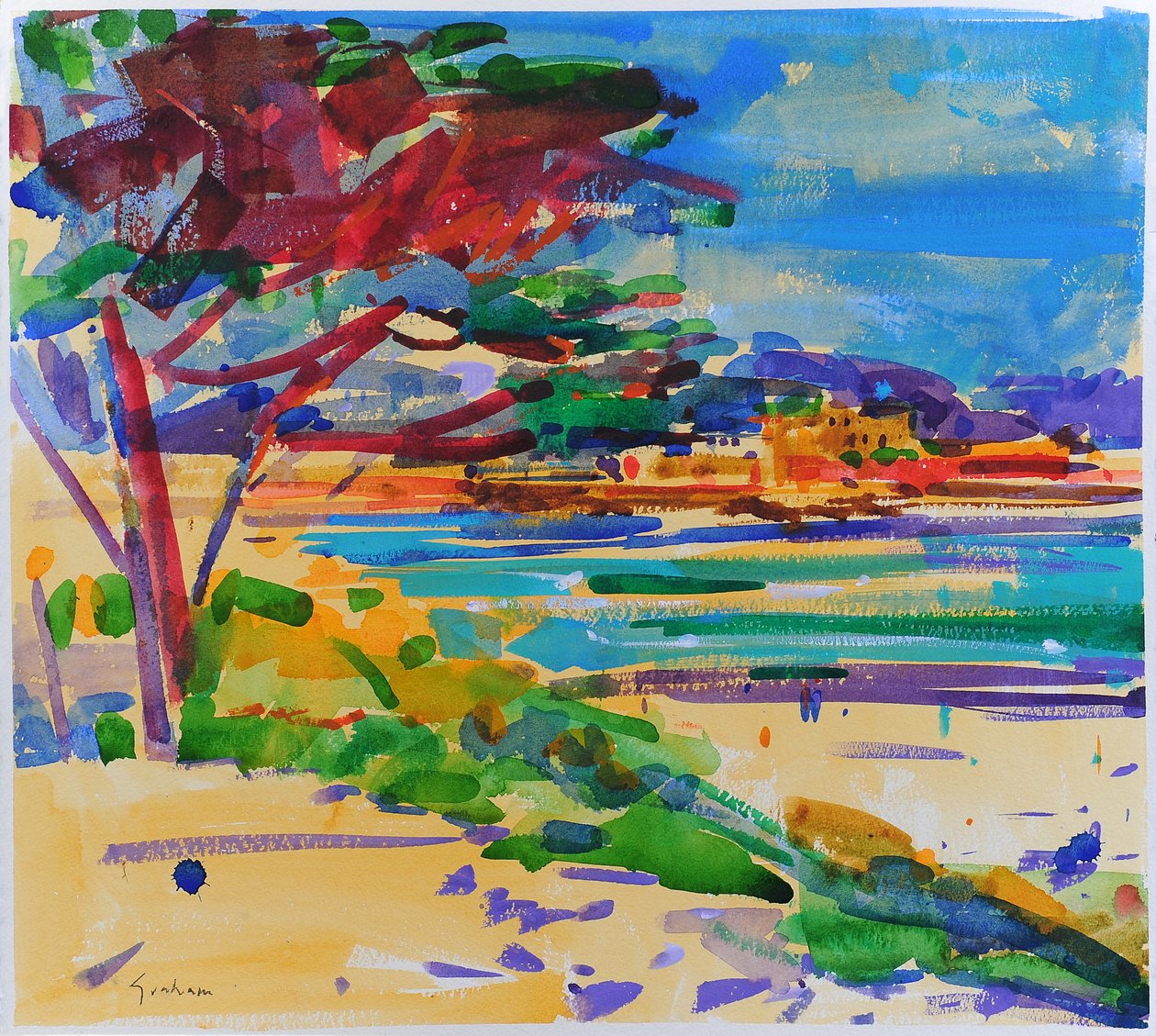 High Dune, Carmel-by-the-Sea, 2022 (akvarel) af Peter Graham