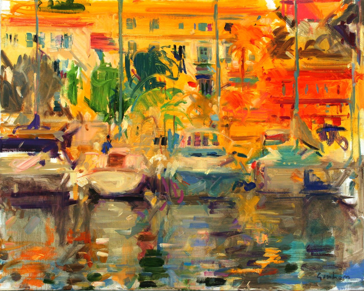 Menton Summer, French Riviera (olie på lærred) af Peter Graham