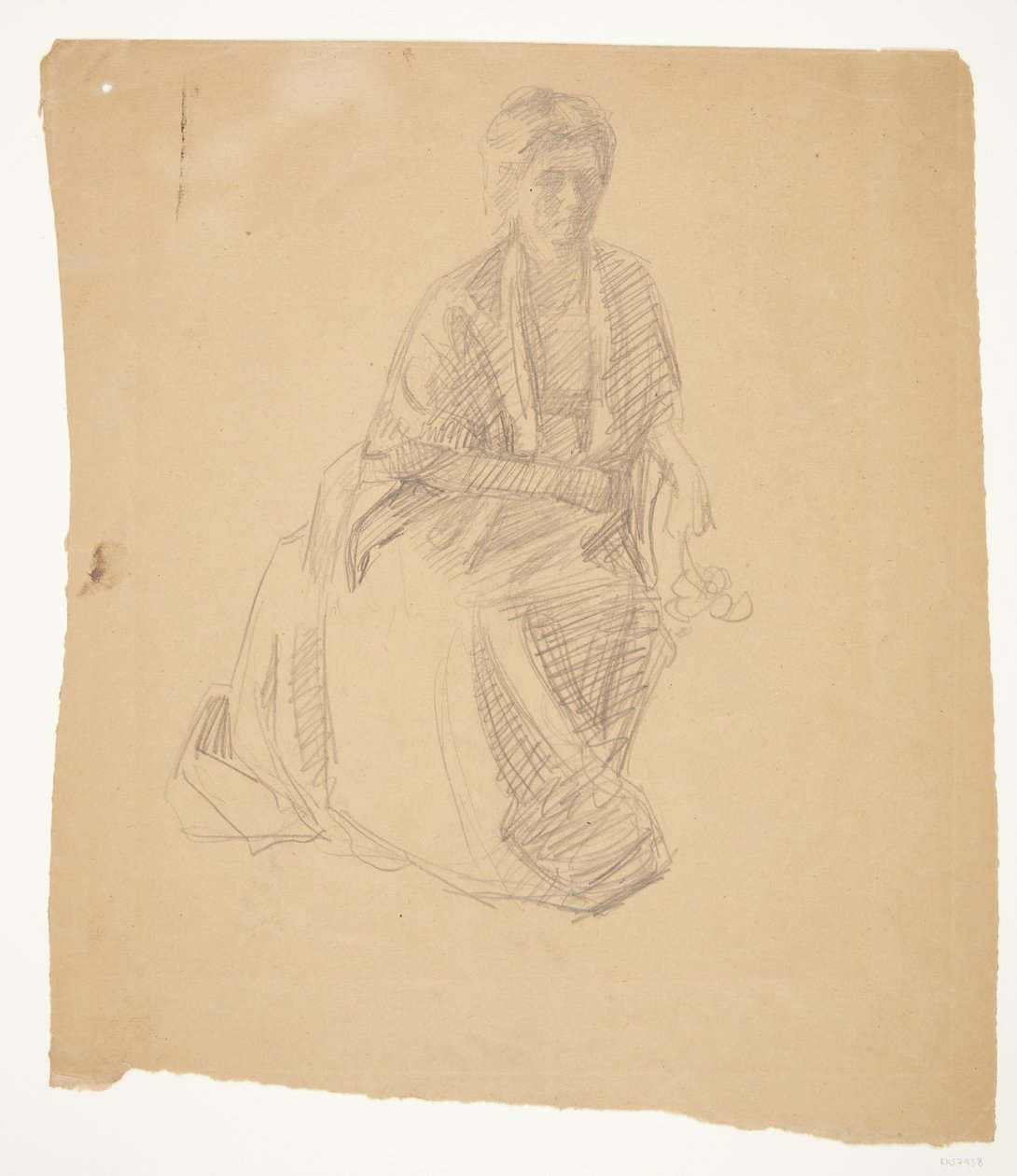 Kunstnerens hustru (Fru Elise P. H.) siddende. Studie til maleriet: Faaborgmuseets Indvielse (1910-11) af Peter Hansen