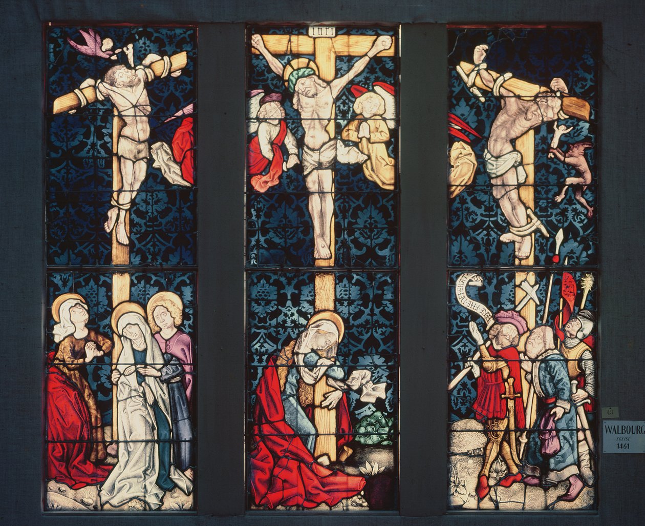 Korsfæstelsen, 1461 (glasmaleri) af Peter Hemmel
