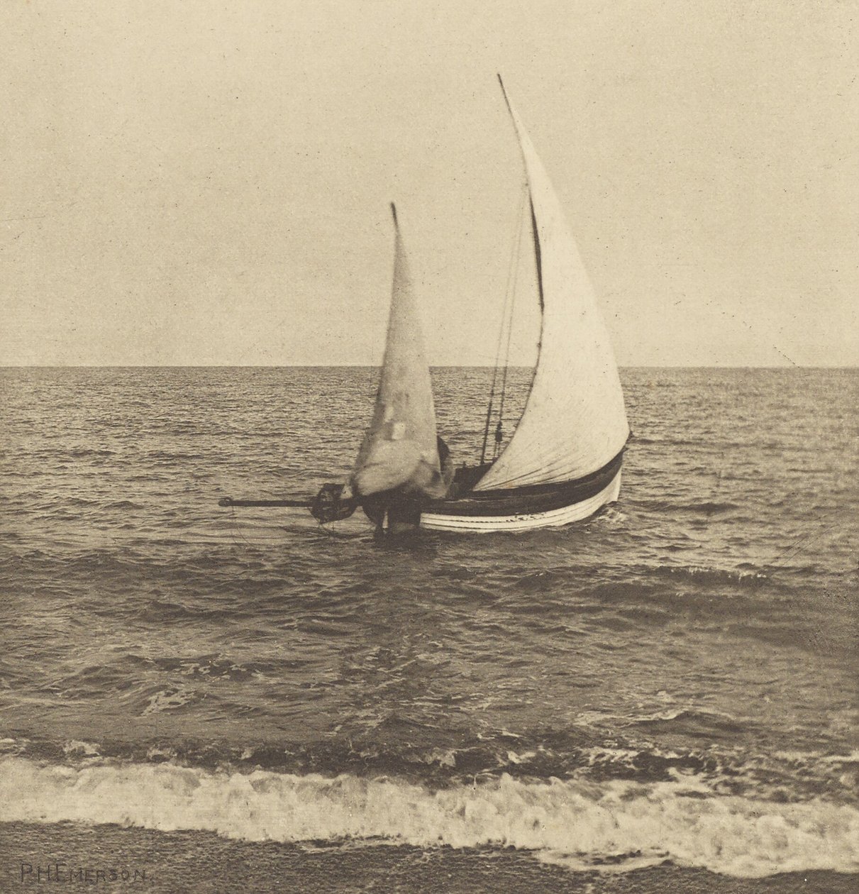 En Suffolk Shrimper "går i gang" af Peter Henry Emerson