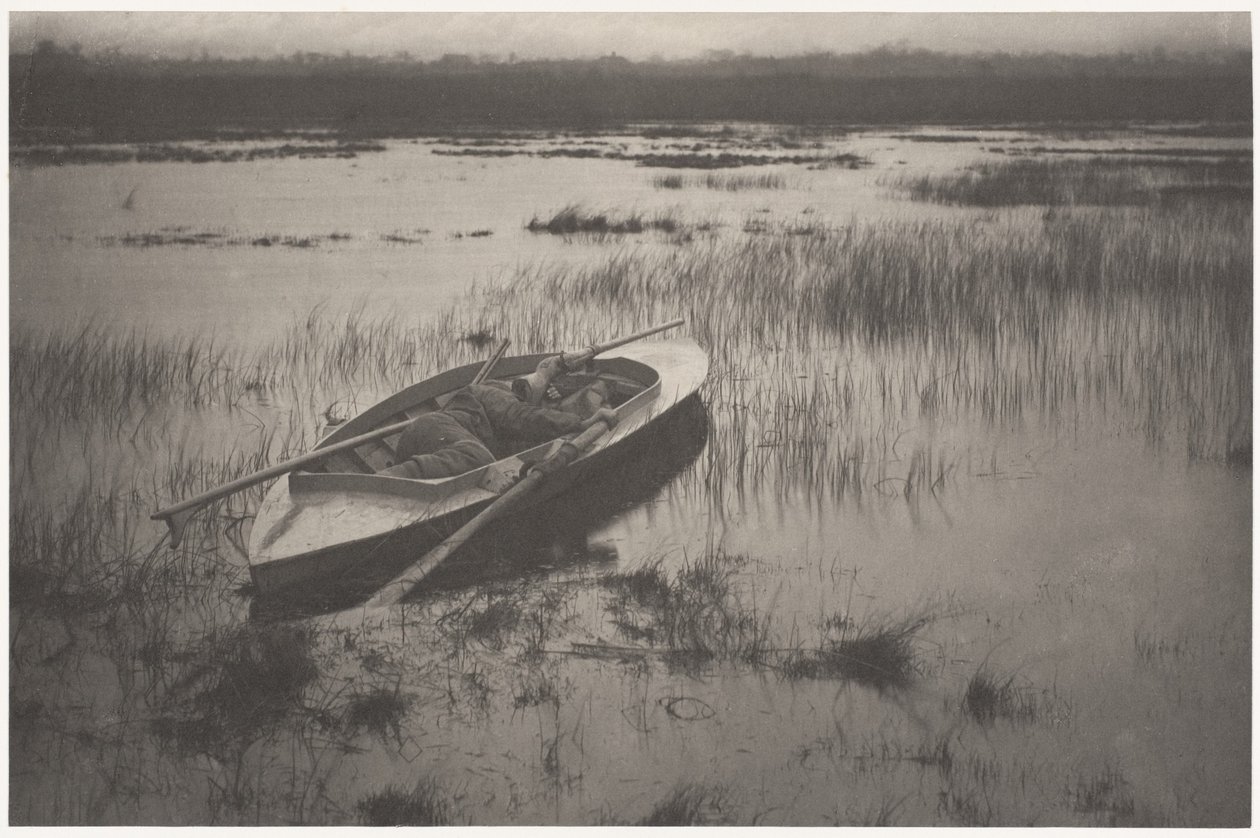 Jæger, der nærmer sig fuglevildt af Peter Henry Emerson