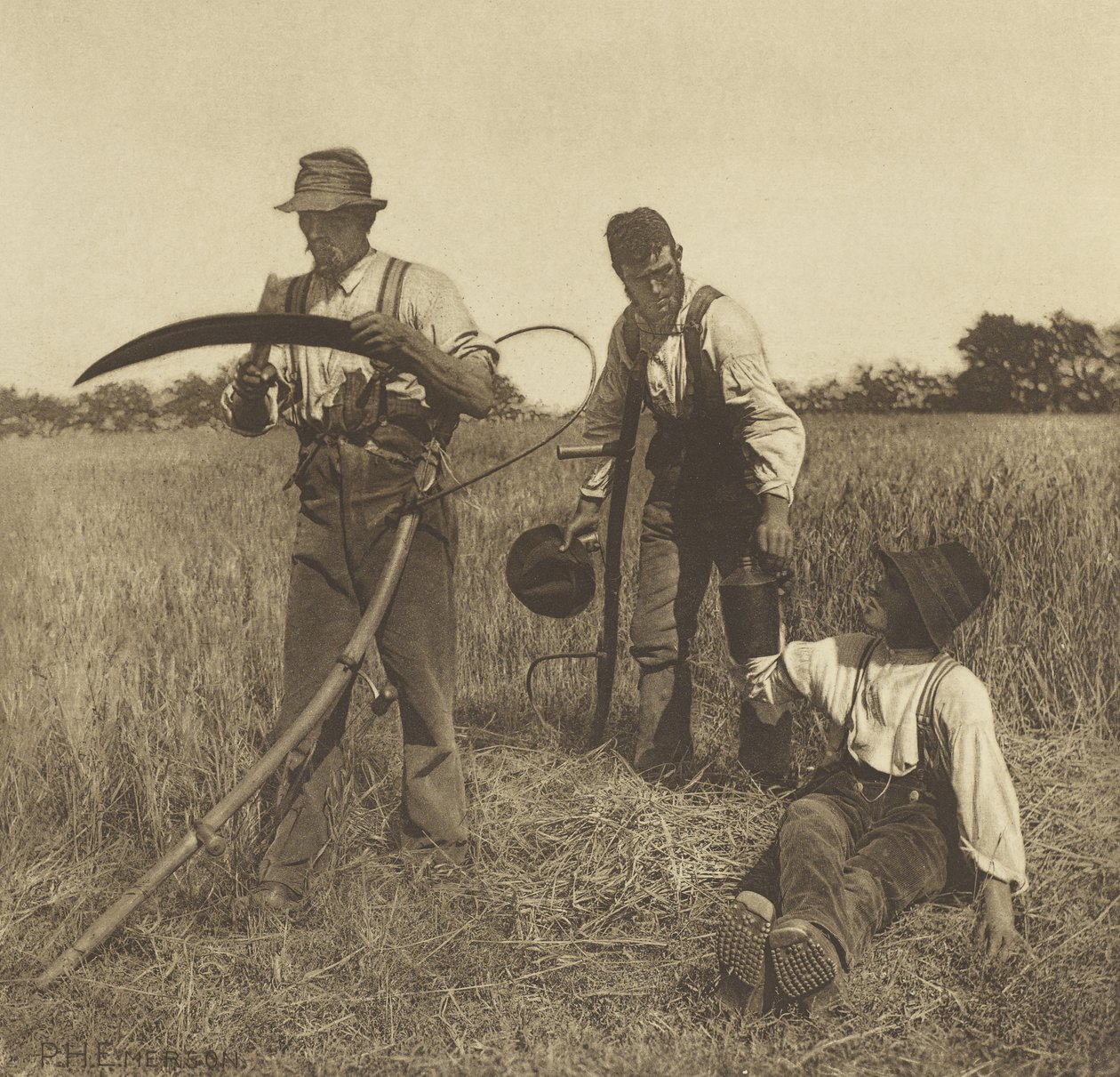 I Barley-høsten, Suffolk, 1888 (fotogravure) af Peter Henry Emerson