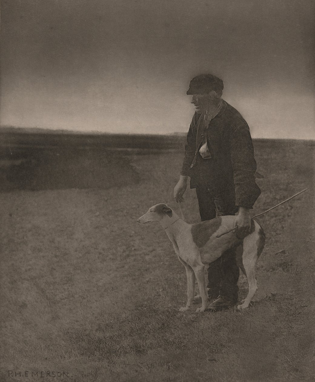 Krybskytten - en hare i udsigt, 1888 (foto) af Peter Henry Emerson