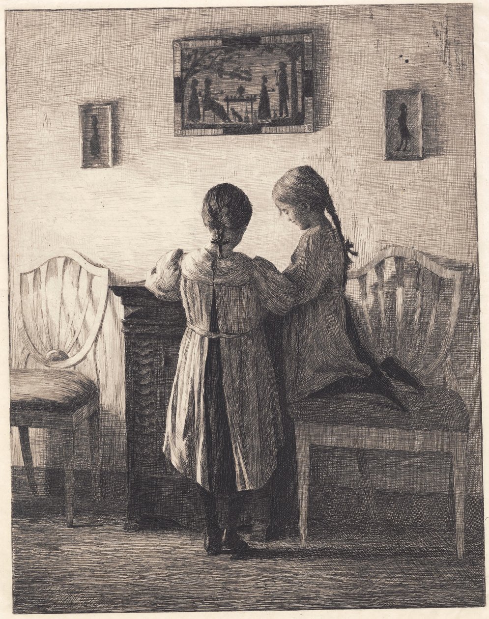 Interiør med to småpiger af Peter Vilhelm Ilsted