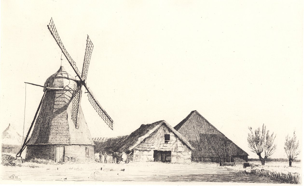Mølle og teglværk af Peter Vilhelm Ilsted