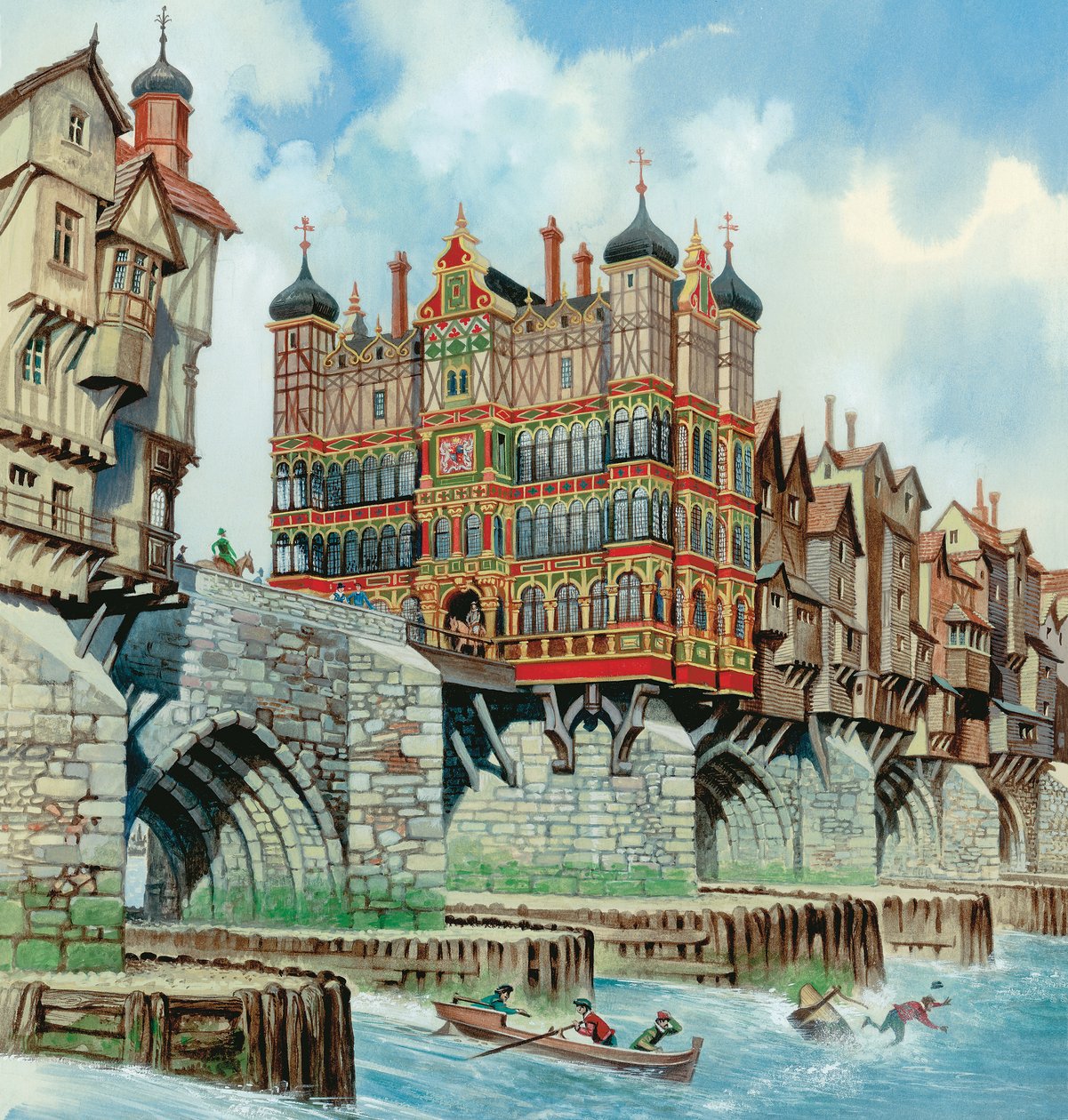 Old London Bridge (gouache på papir) af Peter Jackson