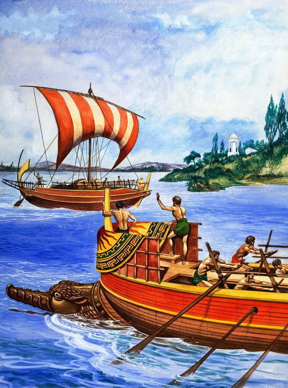 Skibene i det antikke Grækenland, illustration fra 