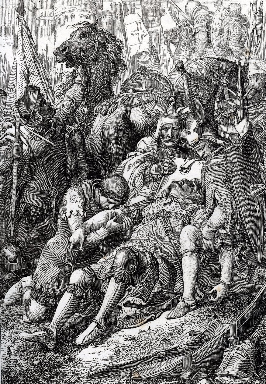 Kong Vilhelm Erobreren sår af sin søn Robert II af Normandiet dit Courteheuse (1051-1134) ved fæstningen Gerberoy af Peter Johann Nepomuck Geiger