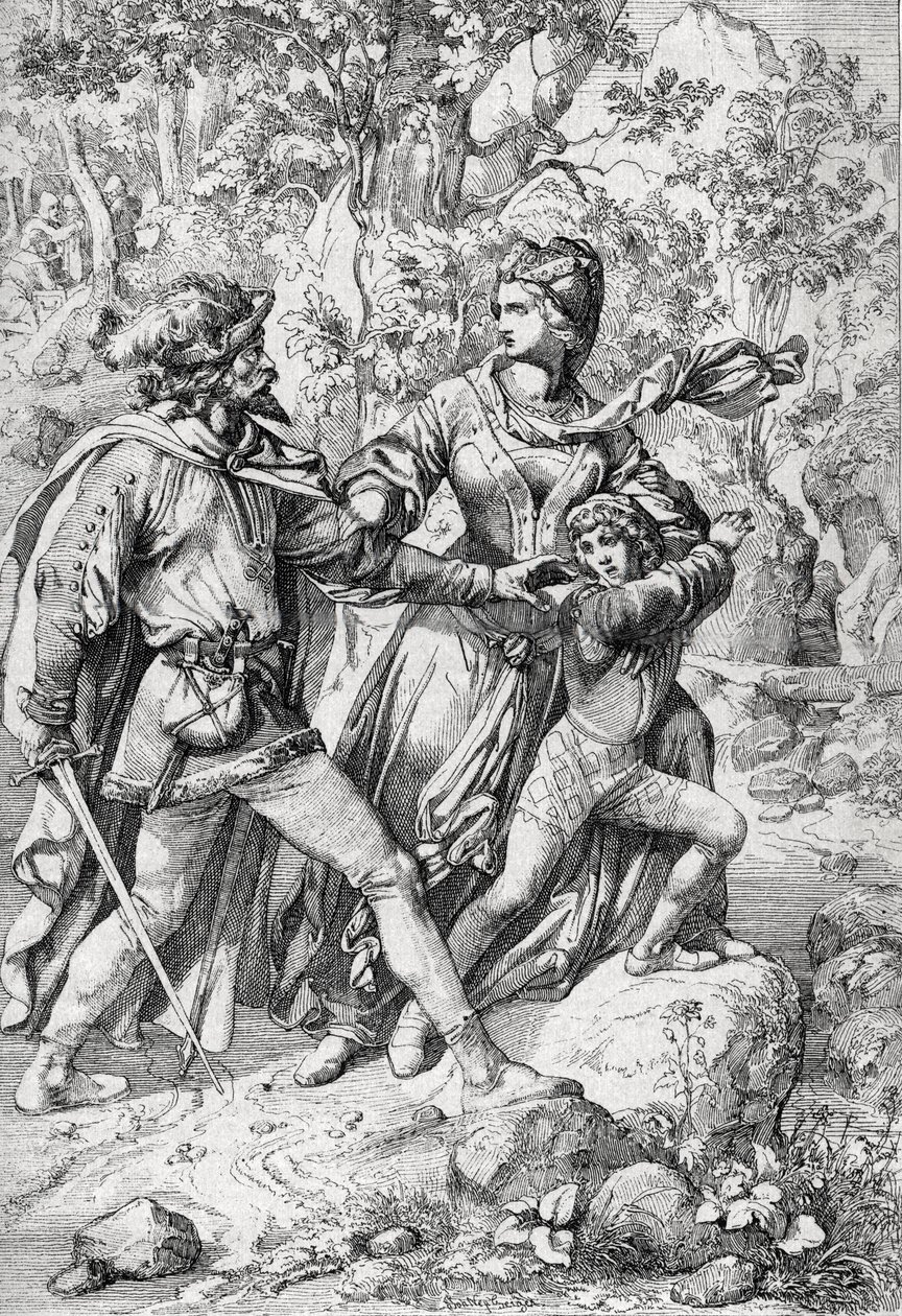 Dronning af England Margaret af Anjou (1430-1482) og hendes søn Edward reddet af en røver under deres flugt efter yorkisternes triumf af Peter Johann Nepomuck Geiger