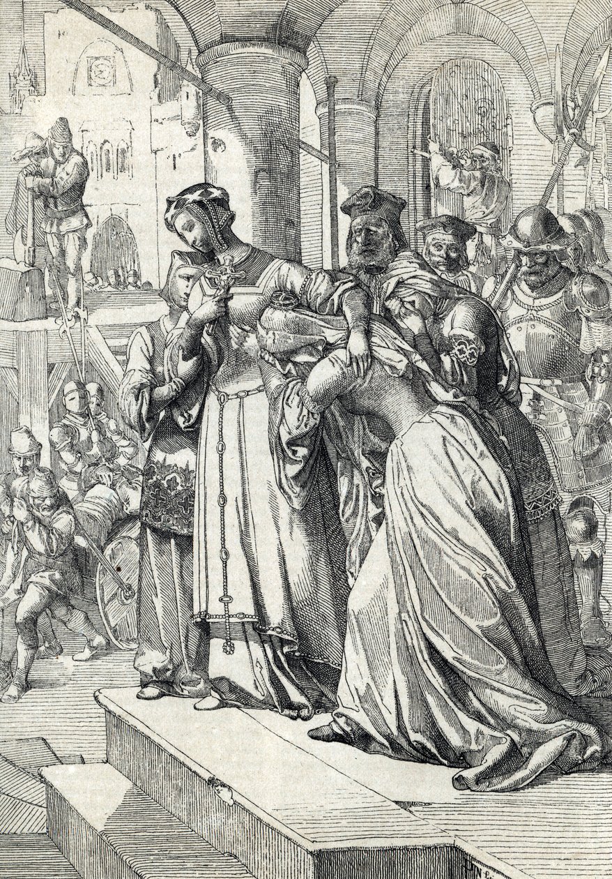 Henrettelsen af Lady Jane Gray (Jeanne Grey) (1537-1554) Jane Gray blev henrettet i 1554 ved Tower of London (henrettelse af Lady Jane Grey) Fjertegning fra Anton Zieglers "Historische Memorabilian des In-und Auslandes" af Peter Johann Nepomuck Geiger