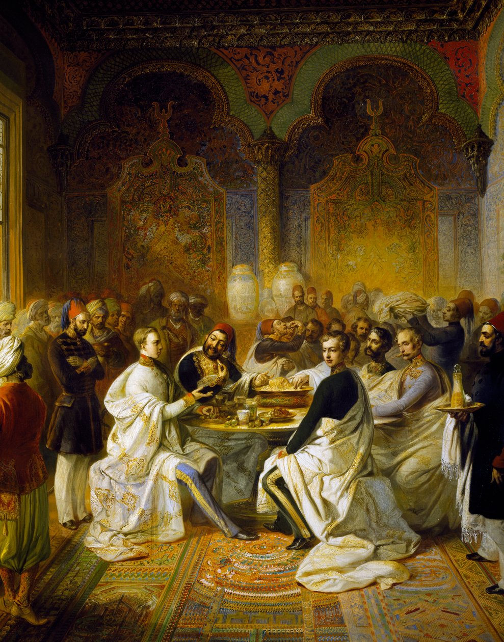 Maximilian af Habsburg og hans bror Carlo Ludovico gæster ved en banket givet i Smyrna af Halim Pasha af Peter Johann Nepomuk Geiger