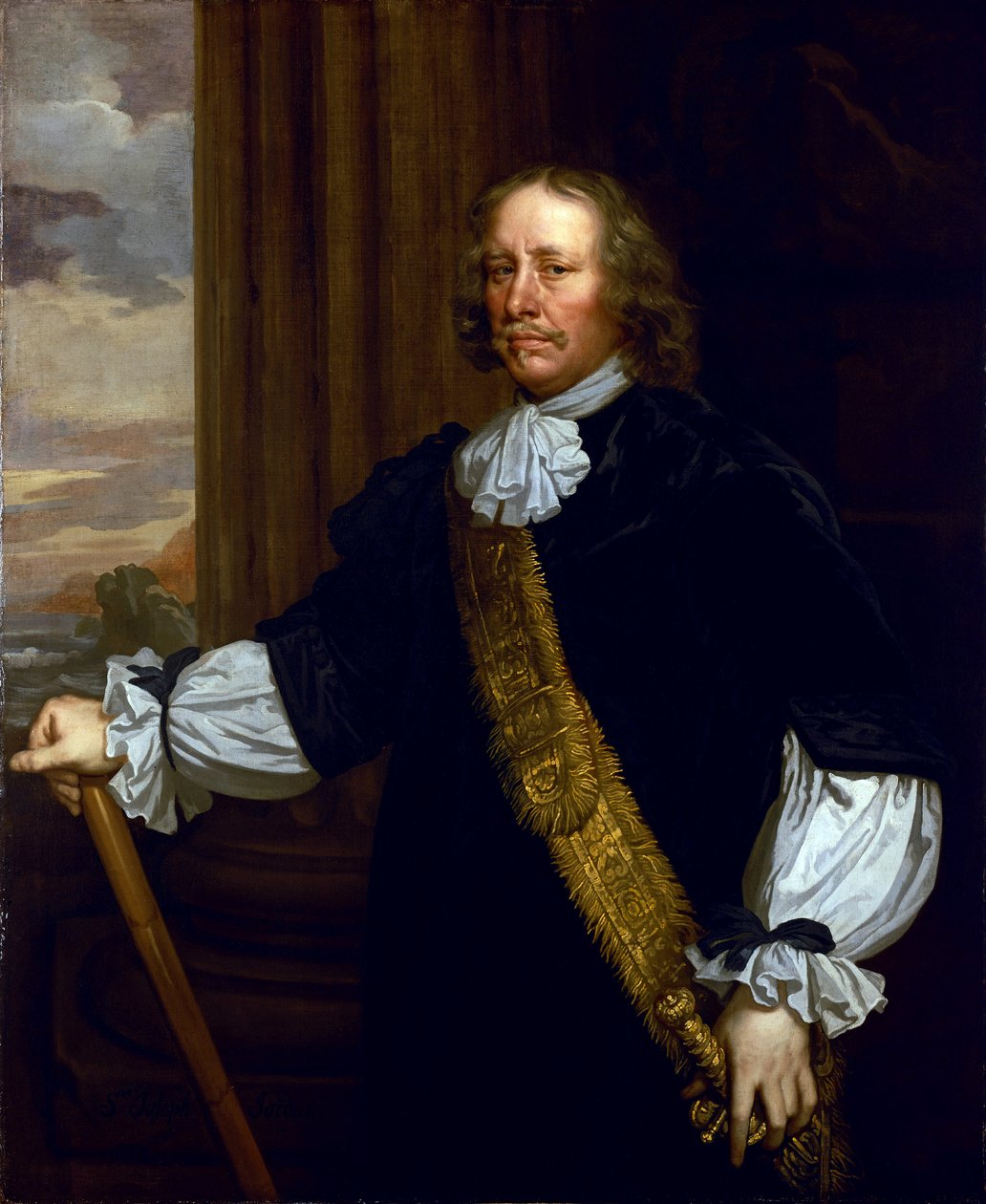 Portræt af viceadmiral Sir Joseph Jordan (1603-1685), flagbærer af Lowestoft, i forbindelse med slaget ved Lowestoft (England) af Peter Lely
