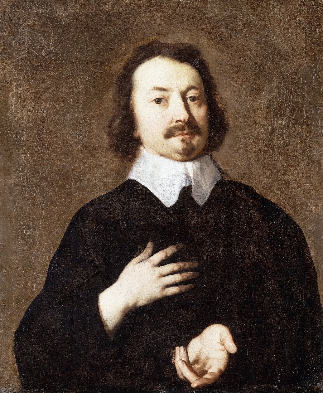 Portræt af en gentleman, halvlang, i sort med hvid krave, af Peter Lely
