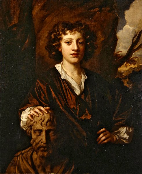 Portræt af en ung mand (olie på lærred) af Peter Lely