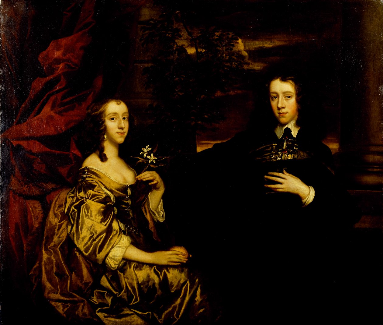 Portræt af en ung herre og hans kone, ca. 1655-58 (olie på lærred) af Peter Lely