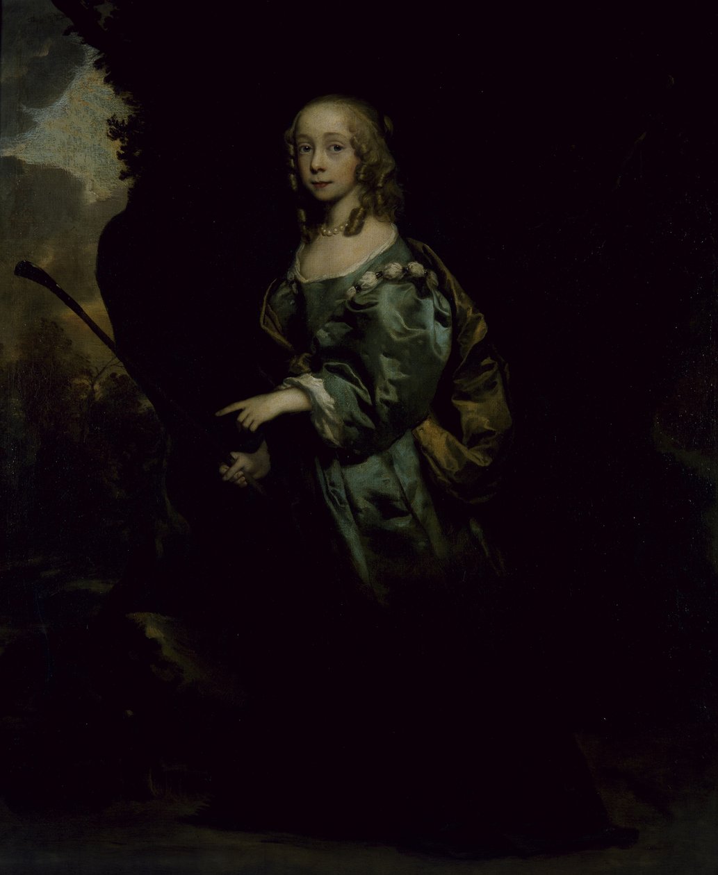 Portræt af en ung pige i grønt (olie på lærred) af Peter Lely