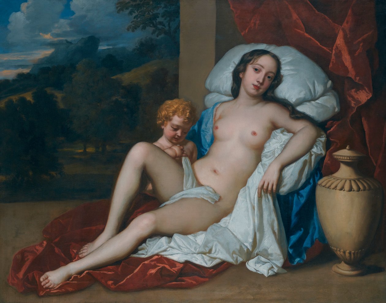 Portræt af en ung kvinde (enten Barbara Villiers eller Nell Gwyn) og et barn, som Venus og Amor af Peter Lely