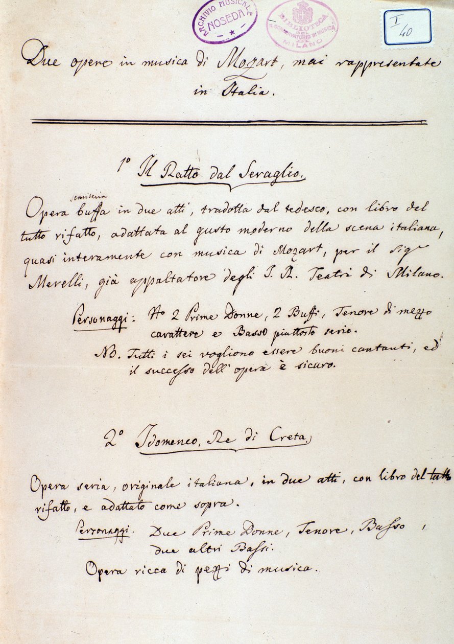 Forord til librettoen af ​​Lichtenthals bearbejdelse af Mozarts 