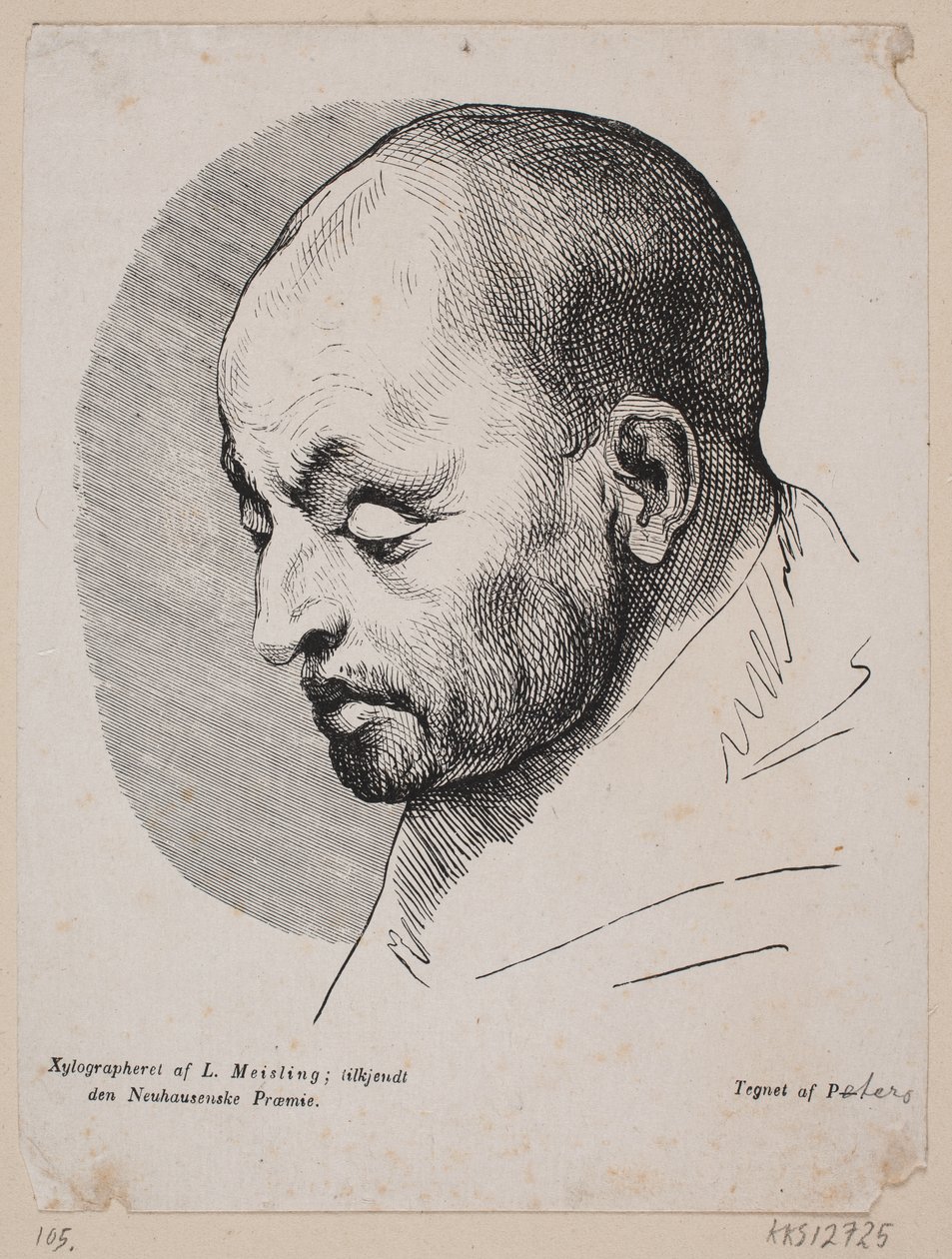 Hovedet af en skaldet mand af Peter Ludvig Meisling