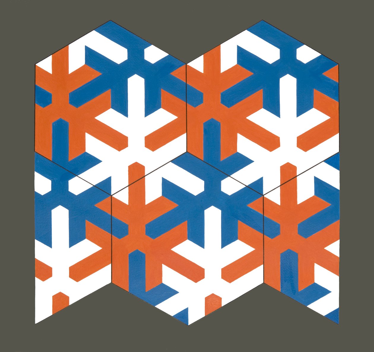 Hexagonal skabelon, 2007 (akryl på papir) af Peter McClure