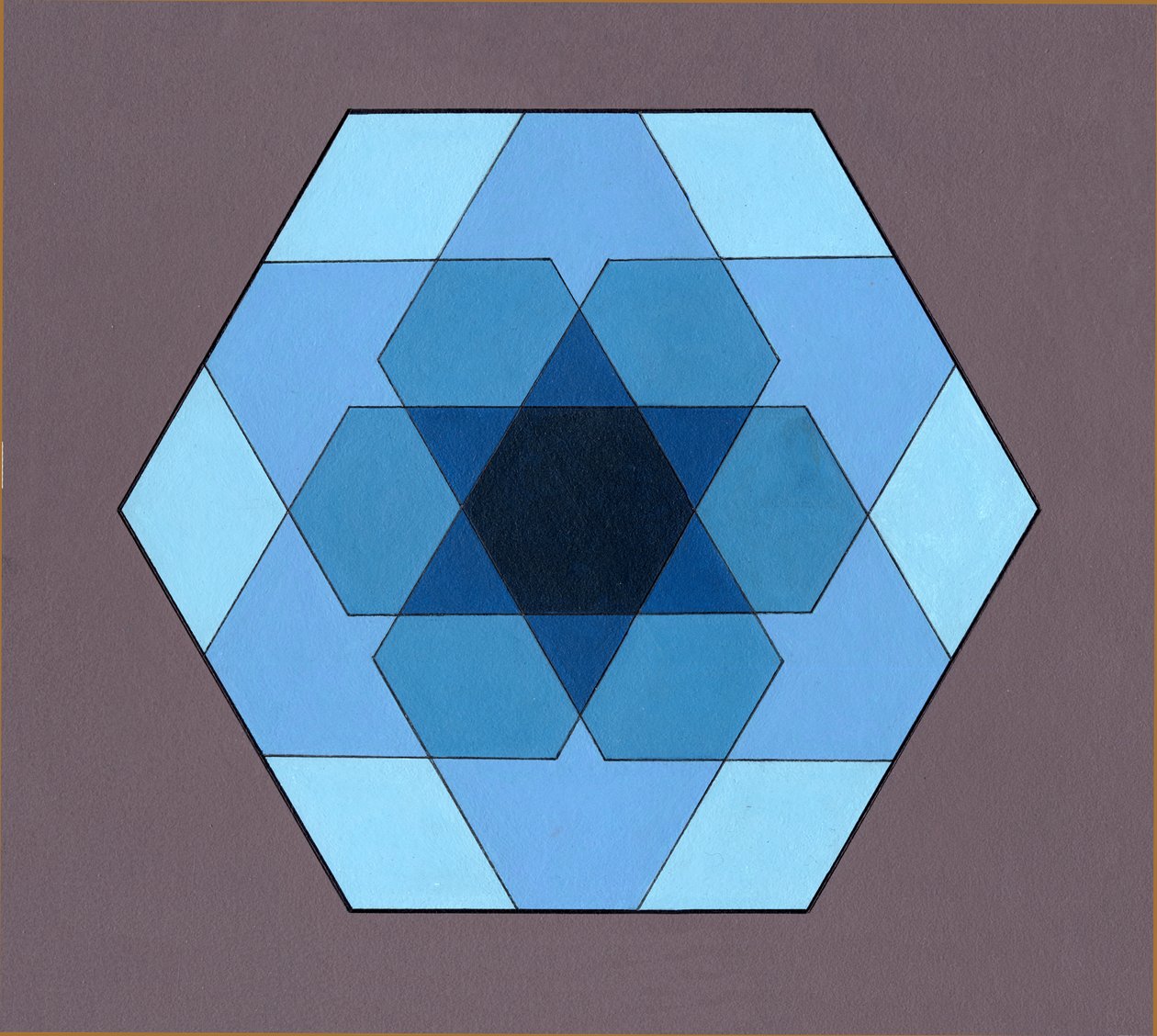 Overlaying Hexagons, 2009 (akryl om bord) af Peter McClure