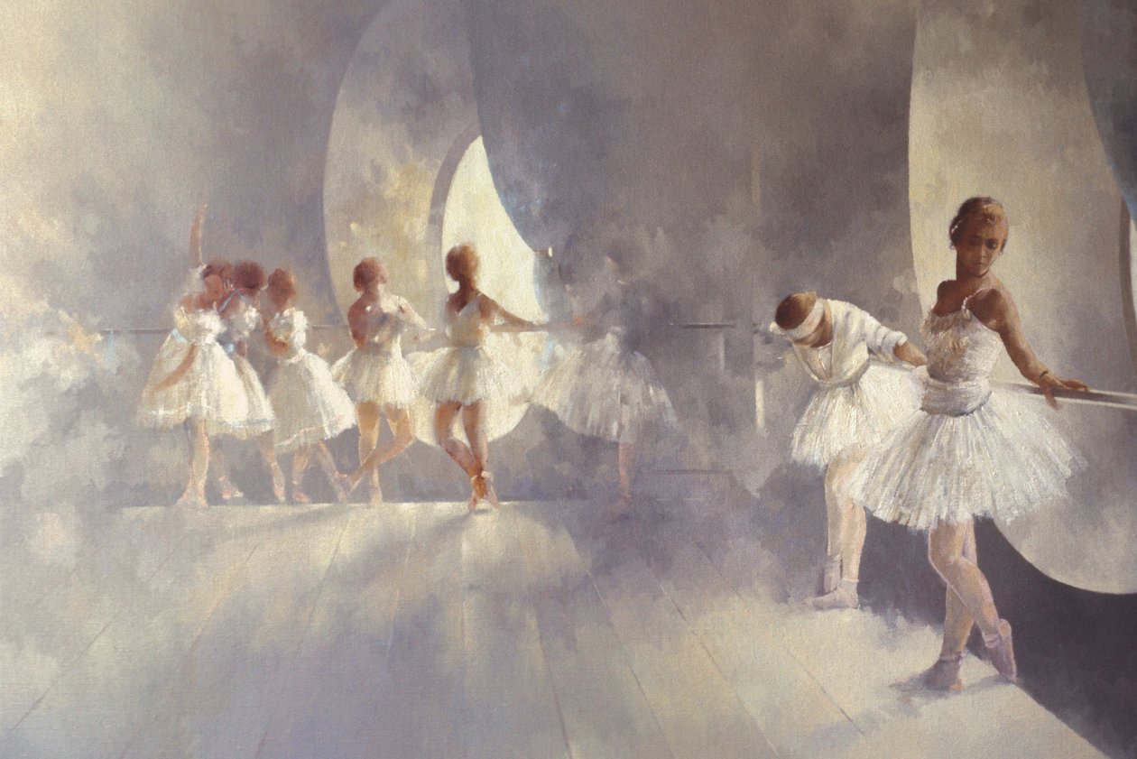 Balletstudie (olie på lærred) af Peter Miller