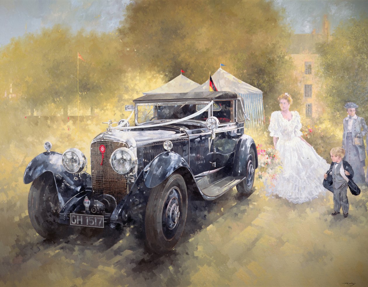 Bentley and Bride (olie på lærred) af Peter Miller