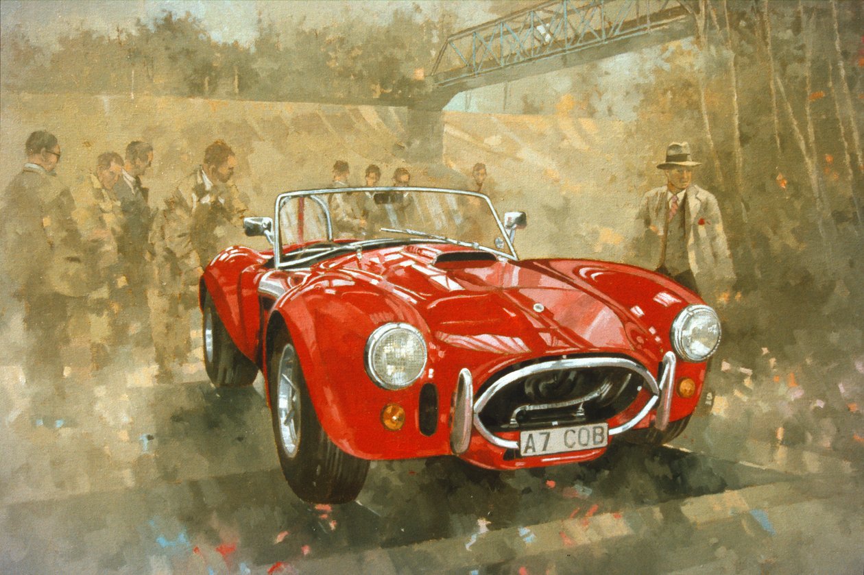 Cobra at Brooklands (olie på lærred) af Peter Miller