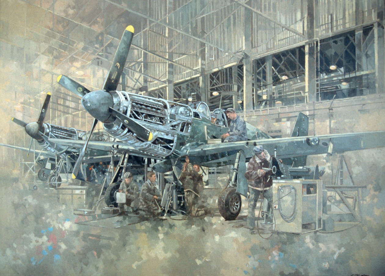 Mustang at Warton (olie på lærred) af Peter Miller