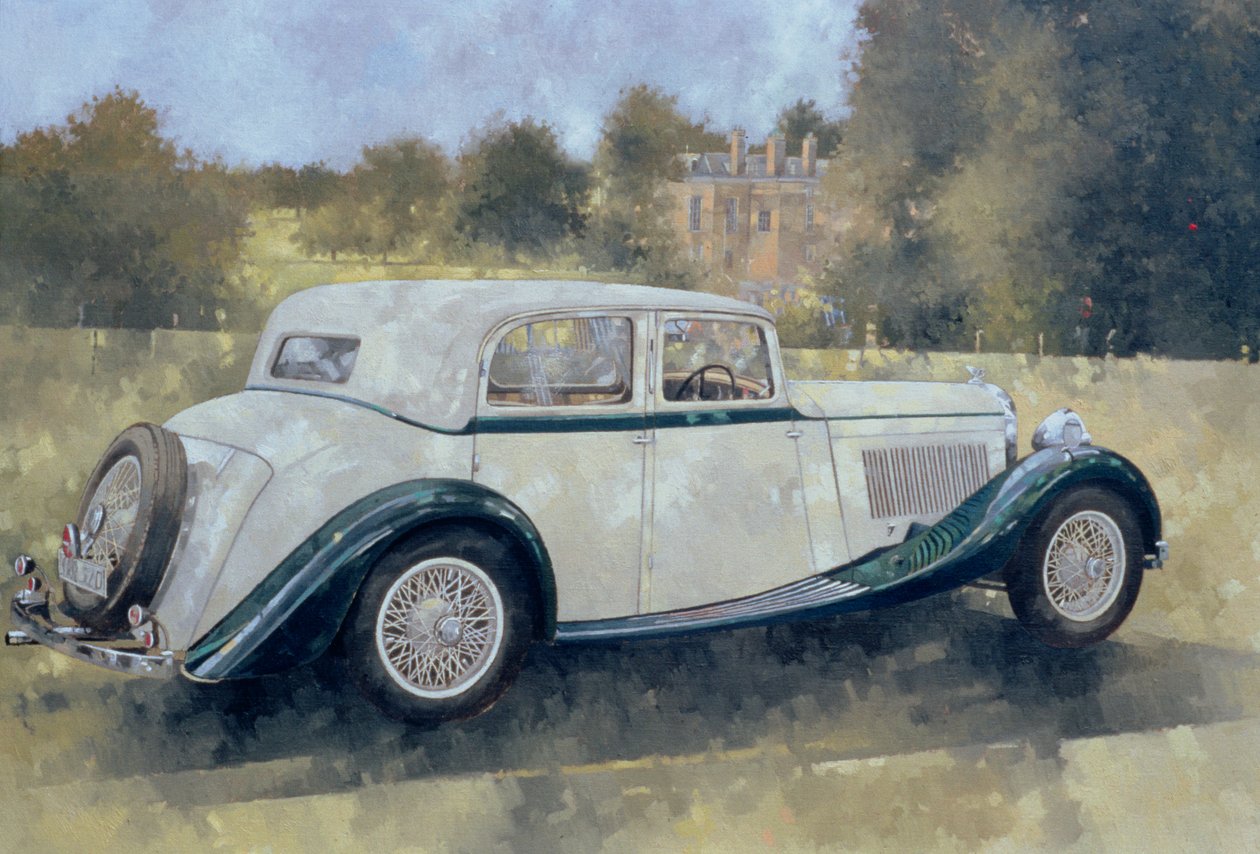 The Green and White Bentley at Althorp (olie på lærred) af Peter Miller
