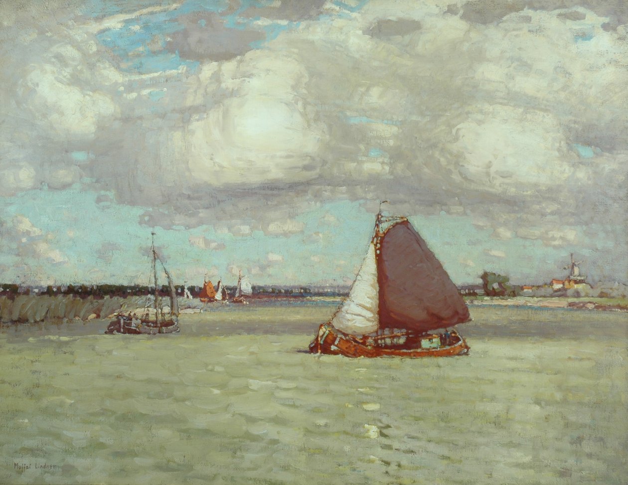 A Dutch River, ca. 1904 (olie på lærred) af Peter Moffat Lindner