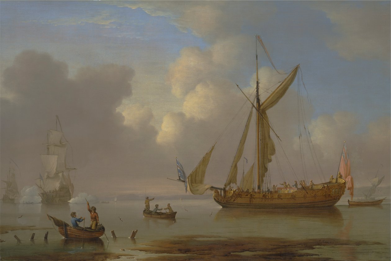 Royal Yacht Becalmed ved Anker af Peter Monamy