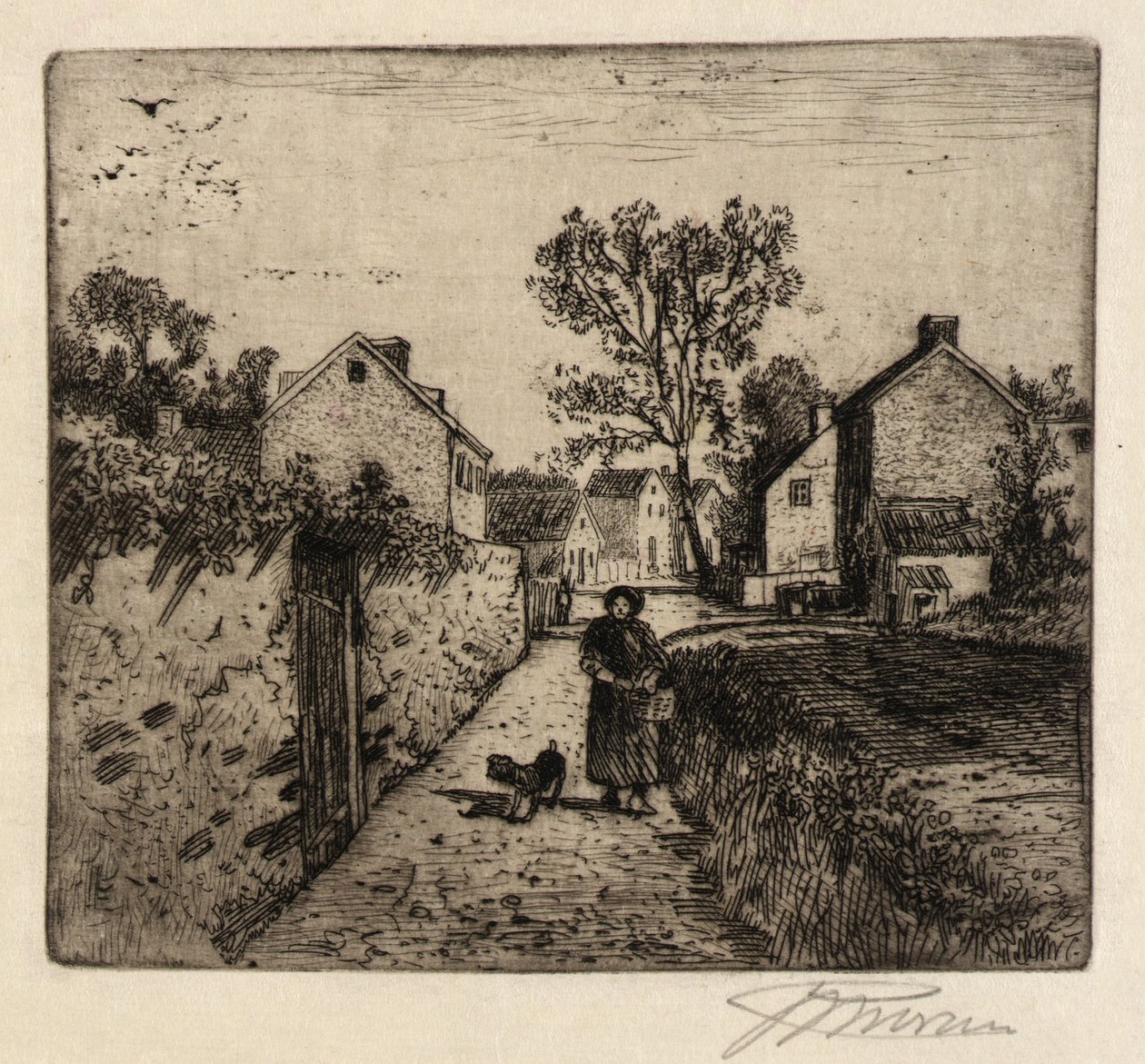 En landsbyscene af Peter Moran