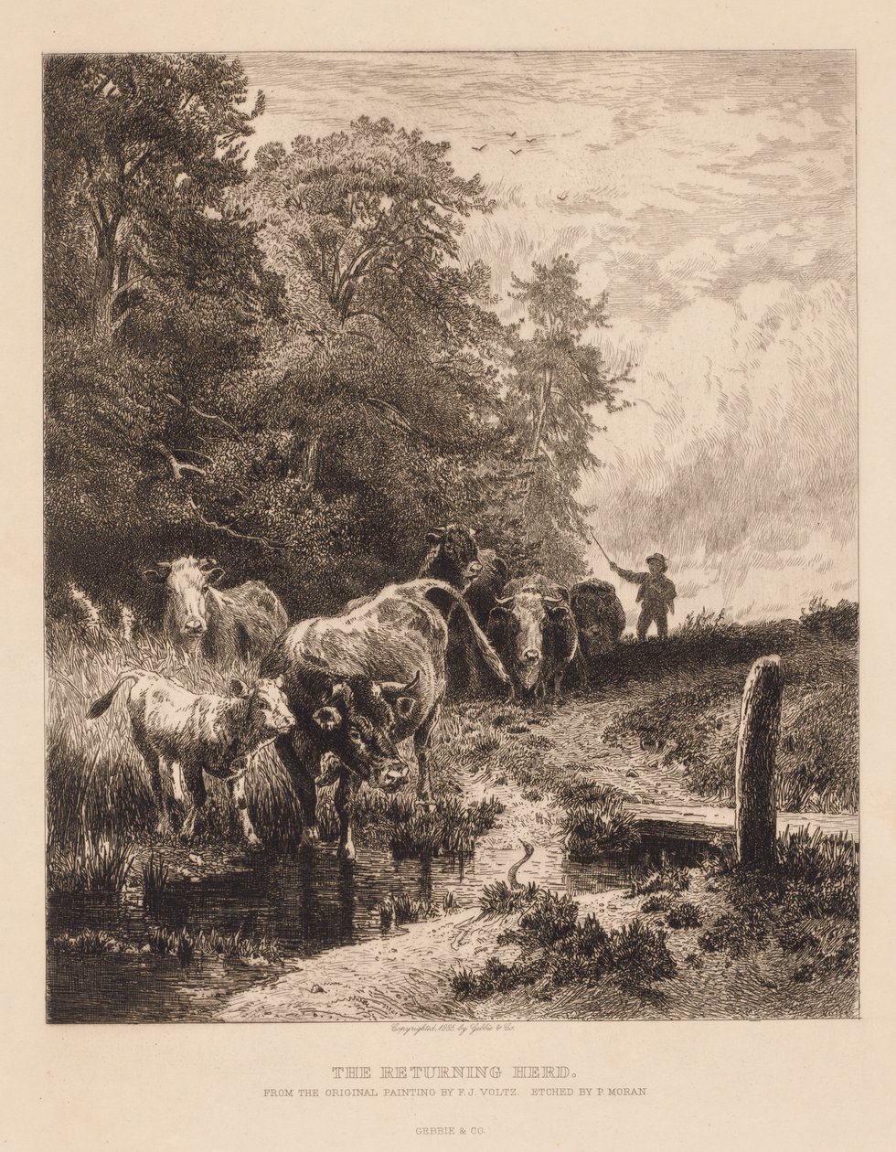 Den tilbagevendende flok, ca. 1885. af Peter Moran