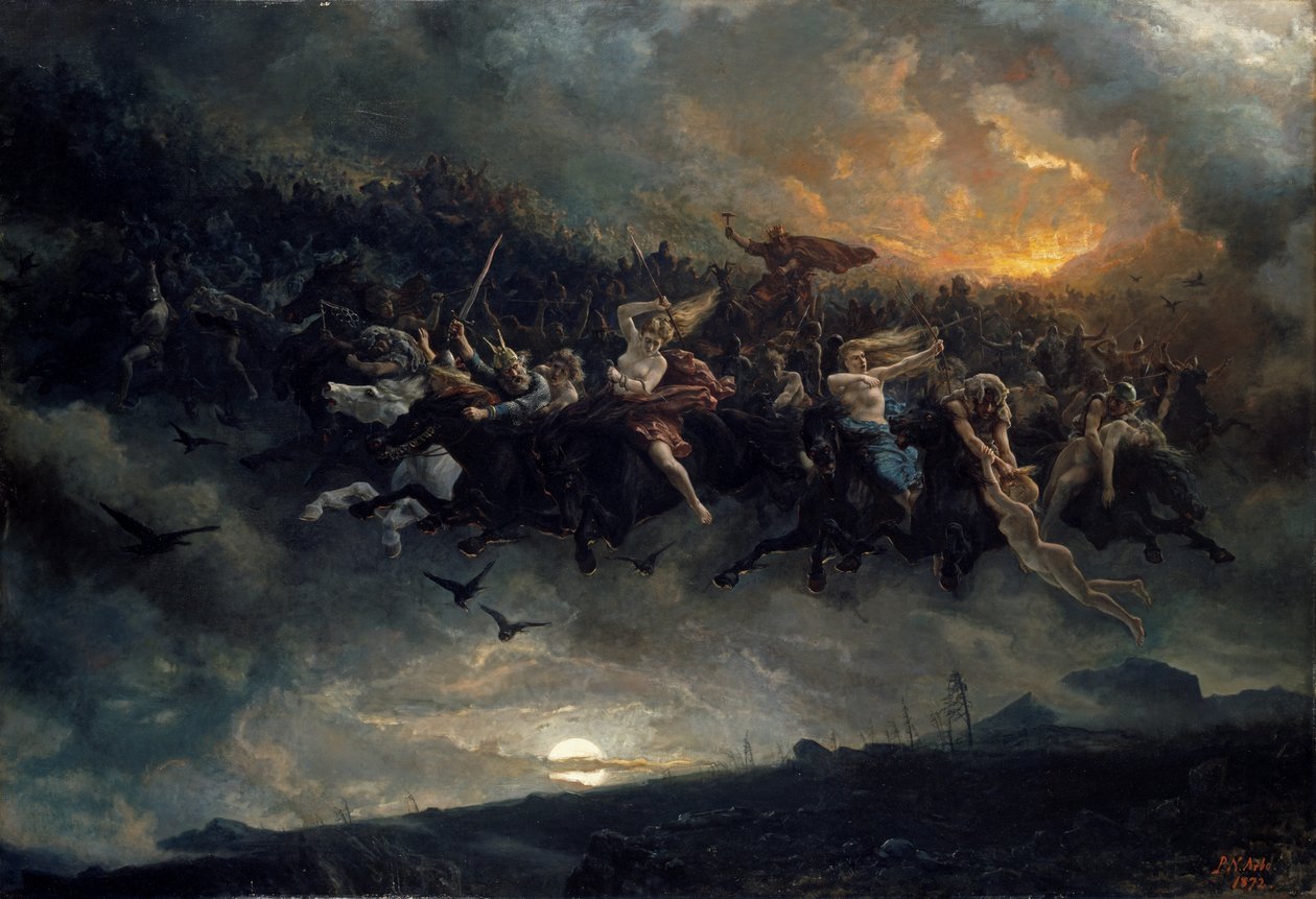 Den vilde jagt på Odin, 1872. af Peter Nicolai Arbo