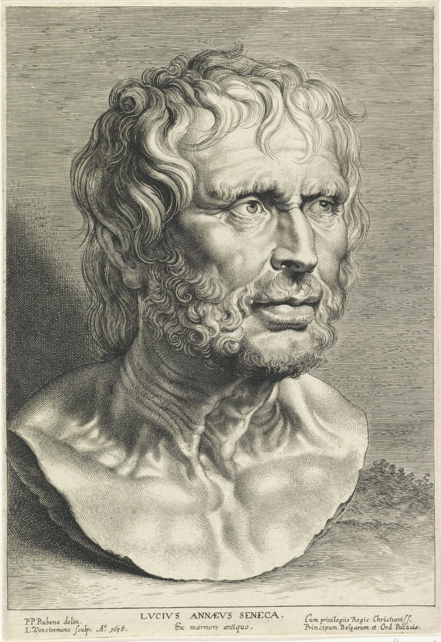 Buste af Seneca, graveret af Lucas Vorsterman af Peter Paul (after) Rubens