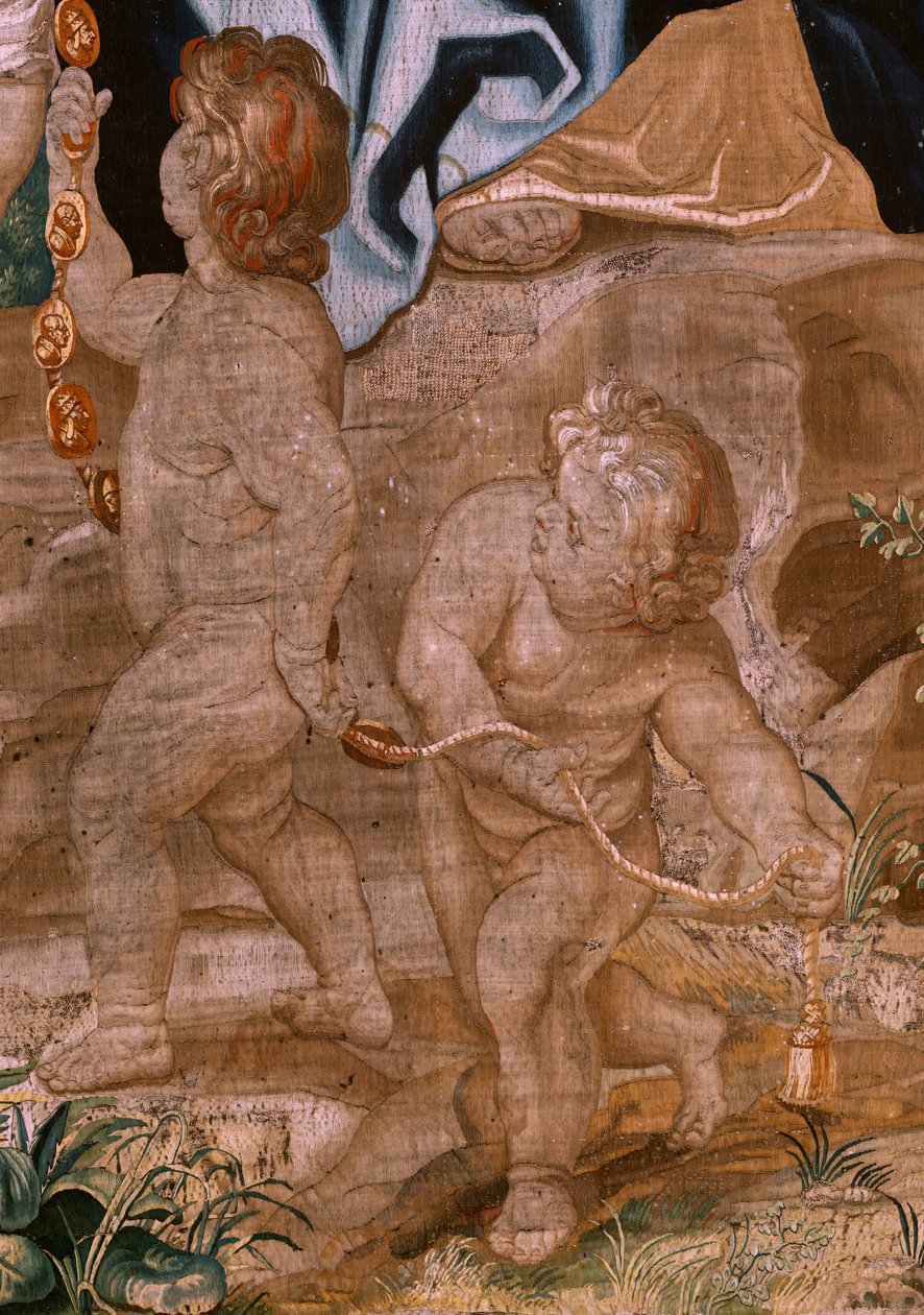 flamsk gobelin. Serien Eukaristiens triumf. Pavernes arvefølge (La sucesión de los papas). Attende gobelin i serien. Model Peter Paul Rubens. 1626-1628. Fremstilling Jan II Raes, Hans Vervoert, Bruxelles af Peter Paul (after) Rubens