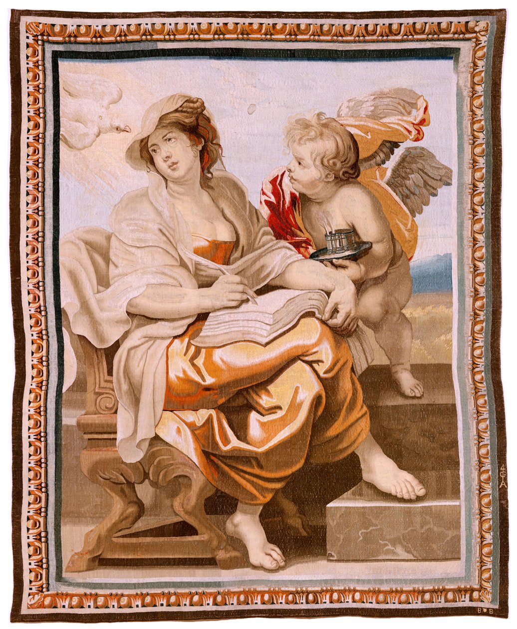 flamsk gobelin. Serien Eukaristiens triumf. Visdom er inspireret af Helligånden (La Sabiduría inspirada por el Espíritu Santo). Nittende gobelin i serien. Model Peter Paul Rubens. 1626-1628. Fremstilling Jacob II Geubels, Bruxelles af Peter Paul (after) Rubens