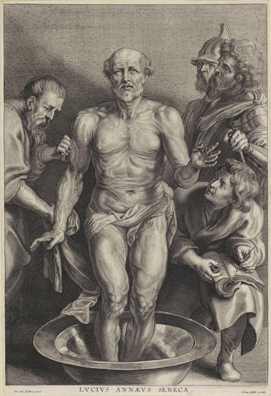 Senecas død, indgraveret af Alexander Voet II af Peter Paul (after) Rubens