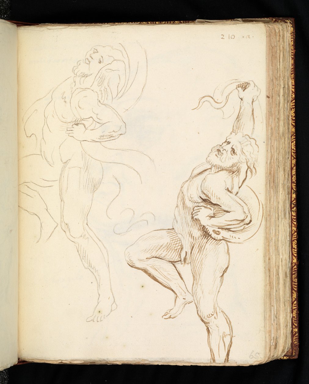 To studier af Laocoon, den ene med slangerne omdannet til draperi (grafit, pen og brunt blæk på lagt papir) af Peter Paul (after) Rubens