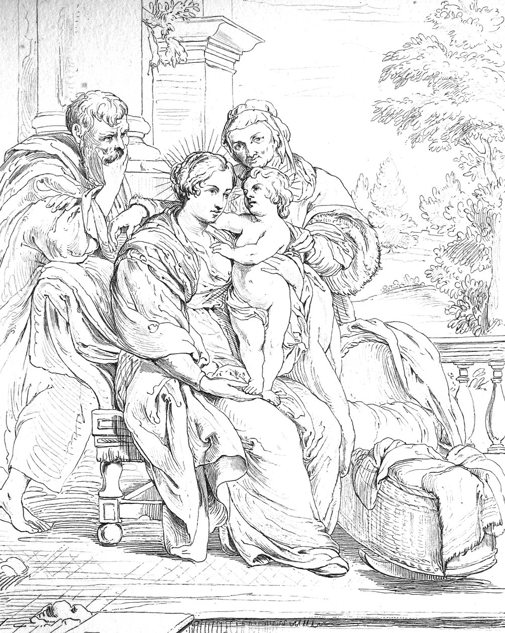 den hellige familie af Peter Paul (after) Rubens